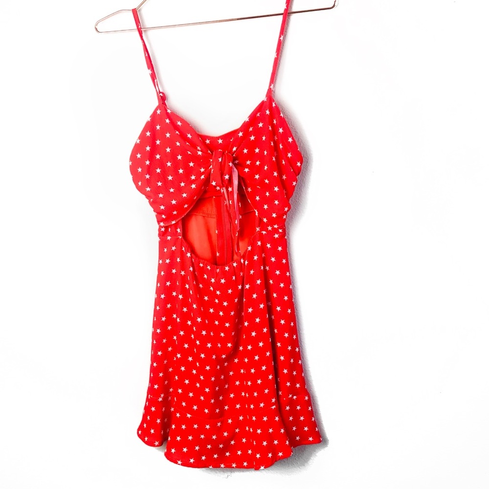 Red Star Tie-Front Mini Dress - Picture 5 of 8